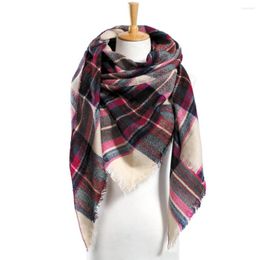 Scarves Winter Scarf Women Plaid Warm Designer Triangle Cashmere Shawls Women's Drop VS051