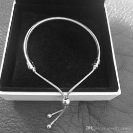 Sterling Silver Snake Chain Slider Bracelet Women Girls Wedding Jewelry For pandora