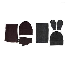 Hats Scarves Gloves Sets 2 Winter Warm Beanie Hat Scarf Press Screen Unisex Thermal Knitted Neck Glove For Men Wo