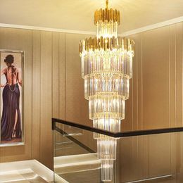 Chandeliers Multi Layers Modern Crystal Chandelier Staircase Light AC110V 220v Long El Lobby