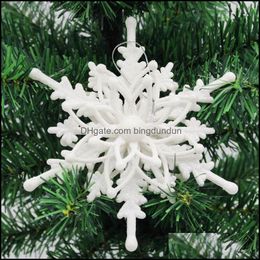 Christmas Decorations 12Cm Threensional Snowflake Pendant Tree Ornaments Xmas Home Party Decoration Snowflakes Pendants Rrf11874 Dro Otmpq