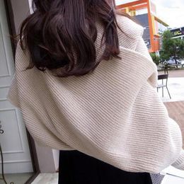 Scarves Neck Shawl With Sleeves Autumn Knitted Scarf Women Solid Protection Long Sleeve Elastic Simple Basic Shawls