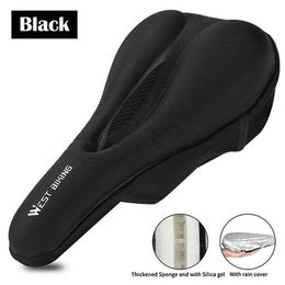 Saddles WEST BIKING Anti-Slip Shockproof Cycling Cushion Silicone Gel Saddle Cover With Rain Comfort Soft MTB Road Bike Seat 0131