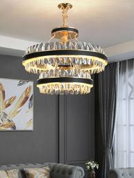 Chandeliers LED Crystal Gold Ancient Life Round Oval Chandelier Hanging Lamp Lighting Lustre Fixture For Foyer