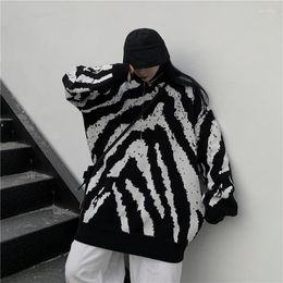 Women's Sweaters Winter Oversize Zebra Sweater Women Punk Ins Knitted Female Mid Long Loose Pullover Jersey Jumper Knit Trend Mujer