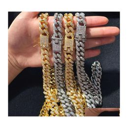 Chains Mens Iced Out Chain Hip Hop Jewellery Necklace Bracelet Gold Sier Miami Cuban Link Necklaces 38 M3 Drop Delivery Pendants Dh5K1