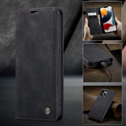 Leather Wallet Phone Case For iPhone 14 13 12 11 Pro Max XS Max XR X 8/7/6/6S Plus Samsung S22 S21 A73 Flip Card Slot Phone Case Cover