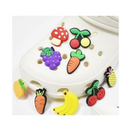 Shoe Parts Accessories Cartoon Fruit Croc Charms Pvc Soft Rubber Shoecharms Buckle Fahsion Shoes Clog Bracelet Decoration Gift Dro Dhxna