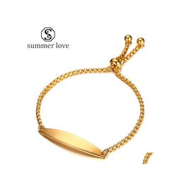 Link Chain Valentines Day 7.M Bend Smooth Bangle Bracelets For Women 3 Colors Stainless Steel Bracelet Diy Adjustable Charm Wedding Dhguh