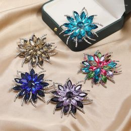 Brooches Muylinda Crystal Flower Brooch Pin Enamel Purple Scarf Buckle Beautiful Backpack Clothes Accessories For Women