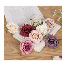 Decorative Flowers Wreaths Handmade Artificial Diy Flower Head Fresh Simation Mtilayer False Blossom Hemming Rose Home Decor Drop Otmyw