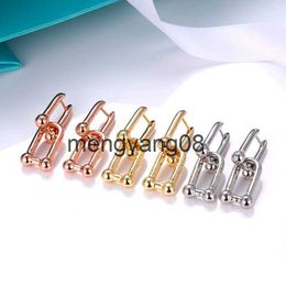 Stud 18K gold double u shape stud earrings for women fashion luxury brand designer OL style ear rings earring party wedding Jewellery T2201315