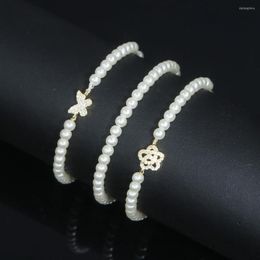 Charm Bracelets 2023 Design Animal Butterfly Flower Pendant Fresh Pearl Chain Bracelet Women Gold Plated Adjust Fashion Wedding Jewellery
