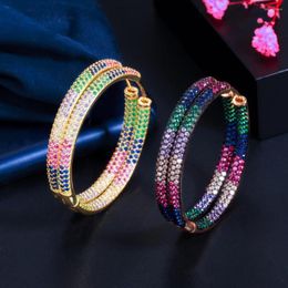 Hoop Earrings Statement Big Round Circle Crystal Zircon Earring Colourful Jewellery For Women Girls Wedding Party Jewellery Gifts