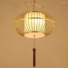 Pendant Lamps Chinese Style Wrought Iron Light Antique Bird Cage Lamp Balcony