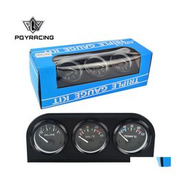 Oil Pressure Gauge 52Mm Triple Kit Temp Add Water Or Volt Meter With Sensor 3In1 Car Tag01/02/03 Drop Delivery Mobiles Motorcycles Dht46