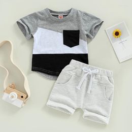 Clothing Sets Infant Toddler Baby Boy Summer Clothes Suits Short Sleeve Crew Neck T-Shirts Tops Elastic Waist Shorts 2Pcs Set