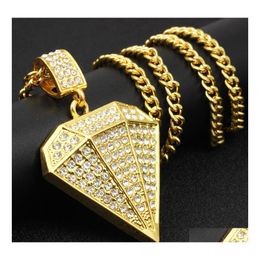 Pendant Necklaces Hip Hop Jewelry Big Diamond Shape Necklace Men For Drop Delivery Pendants Dhk6A