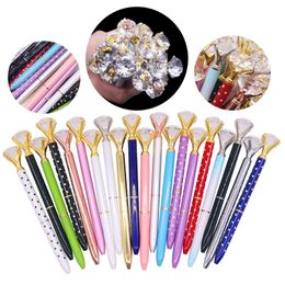 Ballpoint Pens 20 Pcs Luxury crystal pen Big Diamond Metal Gift Promotion Student Stationery Office Writing 230130