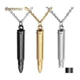 Pendant Necklaces Fashion Punk Necklace Men Steampunk Black Gun Gold Sier Plated Stainless Steel Can Engrave Name Screw Drop Deliver Otgia