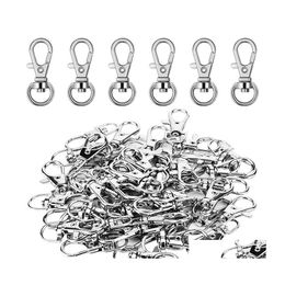 Keychains Lanyards 300Piece Sier Swivel Snap Hooks O Key Rings With Open Jump Ring Metal Lobster Clasp Buckle Keychain For Craft D Dhlbe