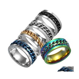 Party Favor Stainless Steel Ring Chain Spinner Men Rotatable Rings Gold Sier Punk Rock Beer Opener Personality Gift Yfa2076 Drop Del Dhegq