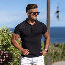 Men's Polos Summer Breathable Polo Shirt Male Cotton Solid Gym Fitness Mens Slim Fit Fashion Brand Polo Shirts Short Sleeve Plus Size 230130