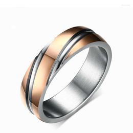 Wedding Rings Simple Fashion Titanium Steel Twill Men Women Rose Gold Color Ring Jewelry Wholesale Good Quality