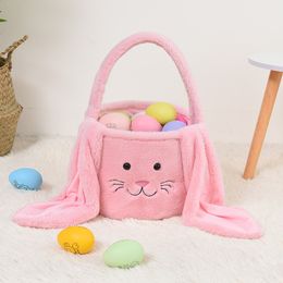 DIY Flannel Bunny Bucket Bag Baskets Egg Hunt Handbag 3D Rabbit Ears Tote Personalised Purses Happy Easter Day fast