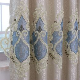 Curtain Slow Soul Crown Pattern Grey Beige Luxury Curtains Europe Embroidered Geometric For Living Room Kitchen Sheer Tulle Bedroom