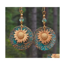 Dangle Chandelier Bohemian Fashion Jewellery Vintage Double Layer Sunflower Earrings Drop Delivery Dhqi7