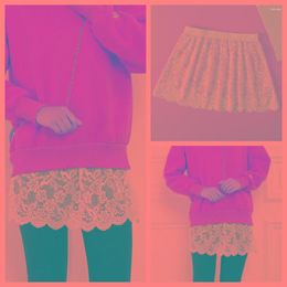 Skirts Women Floral Lace Shirt Extender Adjustable Hoodies Layered Inner Hem Mini Skirt Fashion False Crotch Curtain 2023 Spring