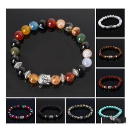 Charm Bracelets Mens Luxury Jewelry Bead Natural Stone Anchor Beaded Buddha Bracelet For Men Women Lava Chakra Drop Delivery Dhjpn