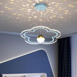 Chandeliers Led Chandelier For Children's Room Living Starry Sky Modern Ceiling Lamp Bedroom Girl Home Decor Pink Blue