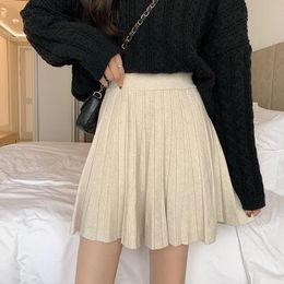 Skirts Pleated Mini Women Solid Elastic Waist Kawaii Casual Summer Trendy Lovely Students Knitting Fashion Shorts