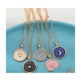 Pendant Necklaces Simple Star Moon Heart Necklace Womens Fashion Long Chain Round Love Lightning Girl Lover Creative Jewelry Bdehome Dhcyd