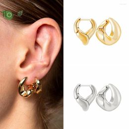 Hoop Earrings 925 Sterling Silver Needle Vintage Gold Premium Heart Large For Women Party Trend Jewelry