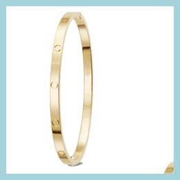 Bangle Fashion Thin Love Bracelet Copy Screw Jewelry Designers Rose Gold Platinum Bangles Gift Titanium Steel Adt 3.65Mm Bracelets F Dhxv3