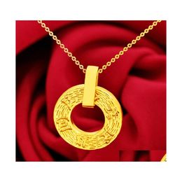 Pendant Necklaces Fashion Vintage Brass Gold Plated Jewellery Sixcharacter Mantra Peace Buckle Necklace Womens Accessories Men And Wom Dhwin