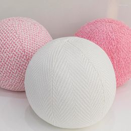 Pillow Spherical Round Luxury Ball Shaped Chic Tweed Pink Ivory Stuffed Soft For Sofa Office Waist Rest Throw