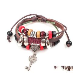 Charm Bracelets Leather Bracelet Adjustable Genuine Chain Infinity Drop Delivery Jewellery Dhohp