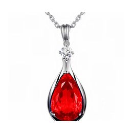 Pendant Necklaces Luxury Amethyst Necklace Wedding Jewellery Drop Ruby For Women Anniversary Gift Sier Delivery Pendants Dhubz