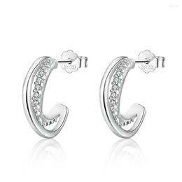 Stud Earrings S925 Sterling Silver Line Geometric Simple Healthy Female Temperament Sweet Ladies Jewellery Gift