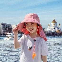 Berets Summer Fisherman Caps 360° Wide Brim UV Protection Baby Bucket Hat Cartoon Boys Girls Cap Children Panama Outdoor Beach Sun Hats