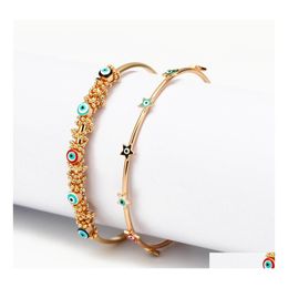 Link Chain Lucky Drop Oil Turkish Evil Blue Eye Bangle Bracelet Gold Sier Colour Bangles Gifts For Women Men Fashion Jewellery Deliver Dhds6