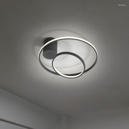 Ceiling Lights Modern Minimalist Living Room LED Lamp Lighting Nordic Novelty Round Design Bedroom Decoration White Black Fixture