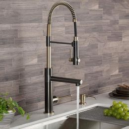 Kitchen Faucets High Quality Brass Black Brushed Gold Artec Pro 2-Function Pre-Rinse Faucet With Pull-Down Spring Spout And Pot Filler