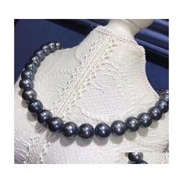 Beaded Necklaces Fashion Womens Genuine 89Mm Tahitian Black Natural Pearl Necklace 18 255 W2 Drop Delivery Jewelry Pendants Dh9Xh