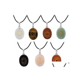 Pendant Necklaces Natural Stone Chakra Necklace Round Crystal Quartz Lapis Choker Reiki 7 Stones Bdehome Drop Delivery Jewellery Pendan Dhtji