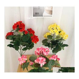 Decorative Flowers Wreaths Artificial Begonia Bouquet Red Pink Without Pot Plant Silk Fake Flower Home Office Wedding Decoration D Otkxa